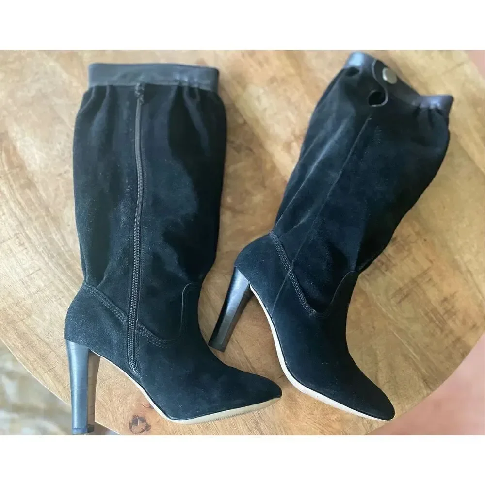 Michael Kors Harness Knee High Suede Black Boots - SIZE 7.5